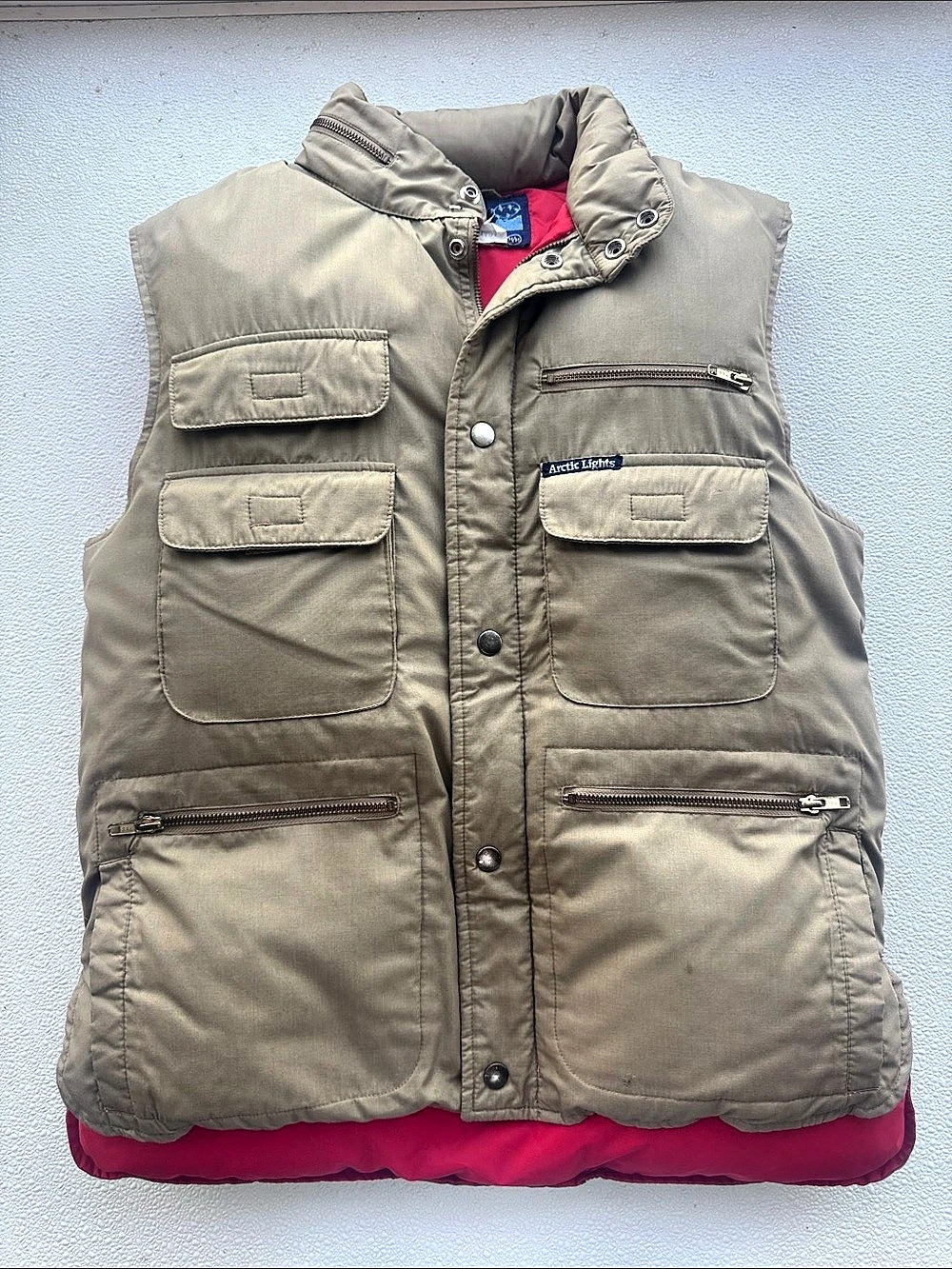 Vintage 90s Arctic Lights Khaki Utility Vest Multi Pocket Gorpcore Outdoor